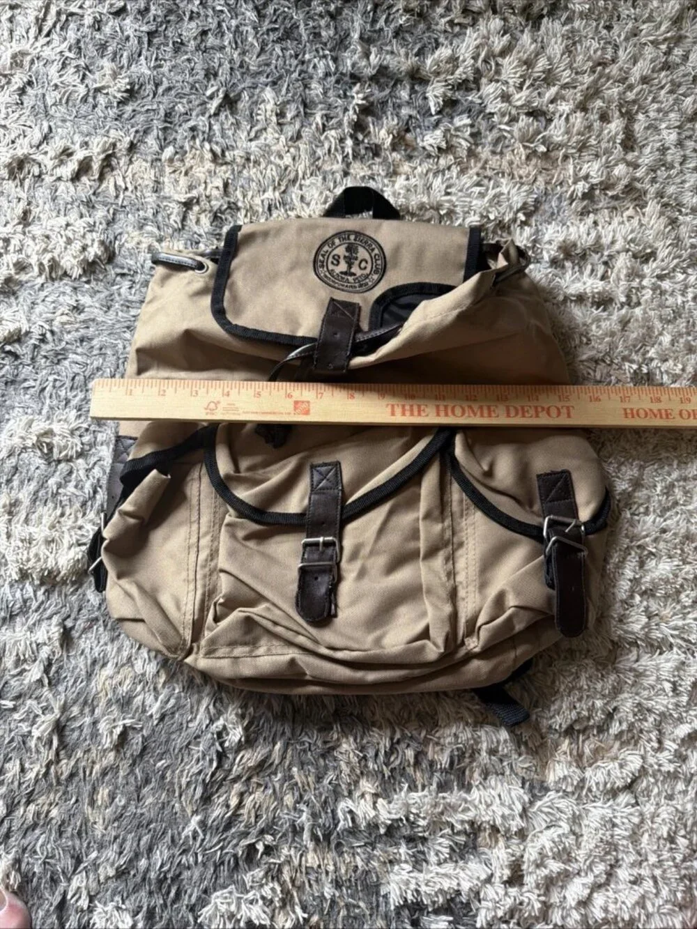 VTG SC Seal Of The Sierra Club Sand Tan Back Pack Utility Pockets 90s